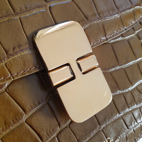 APC Small Grace Bag croc embossed leather in olive green - Picture 14 of 16